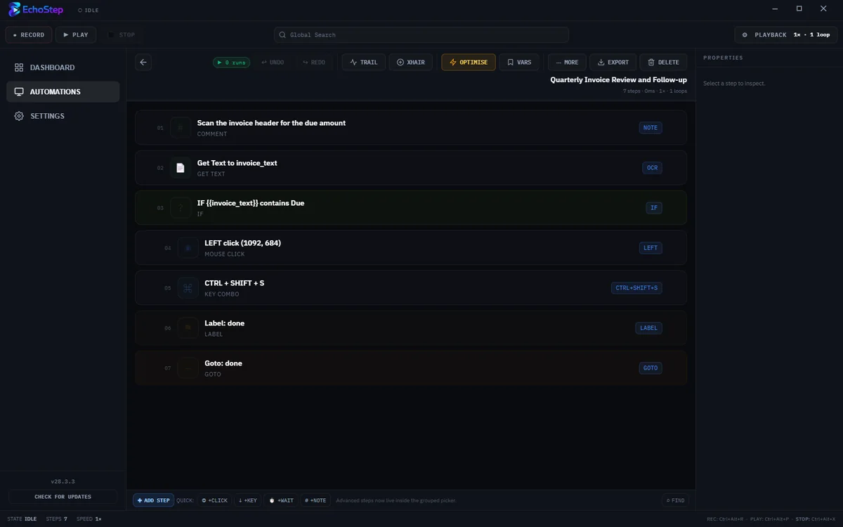 EchoStep Step Editor